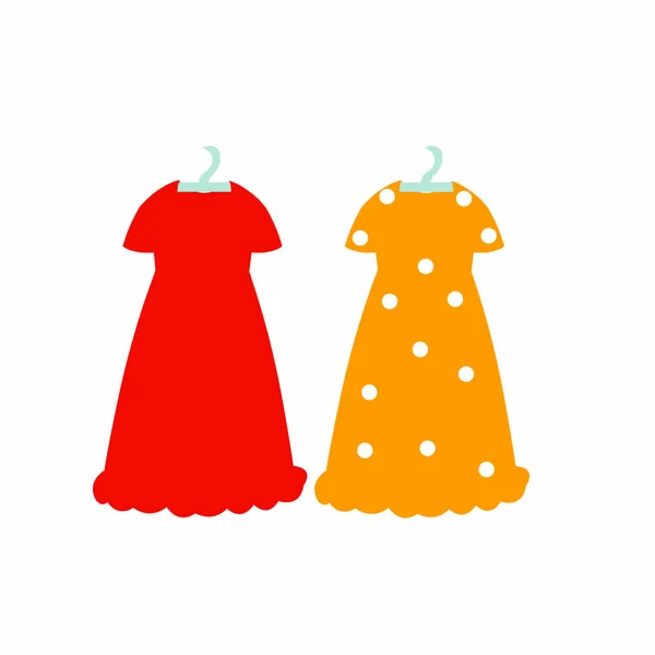 Robe Dames Rouges Jaunes Image Vectorielle Bande Dessinée — Image vectorielle