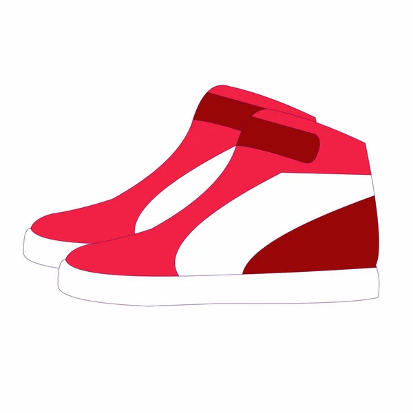 Red Informal Shoes White Stripes Cartoon Vector Image — Stock Vector