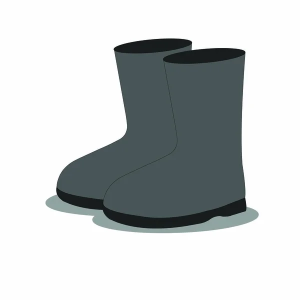 Zwarte Gum Laarzen Cartoon Vector Afbeelding — Stockvector