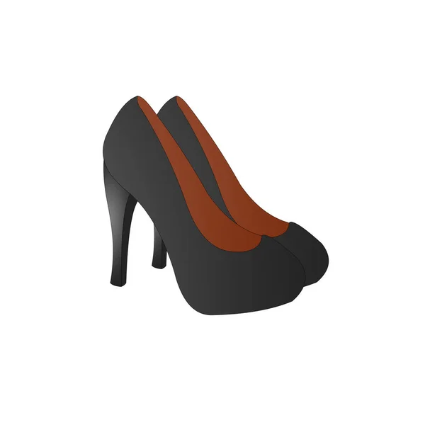 Zwarte Dames Schoenen Cartoon Vector Afbeelding — Stockvector