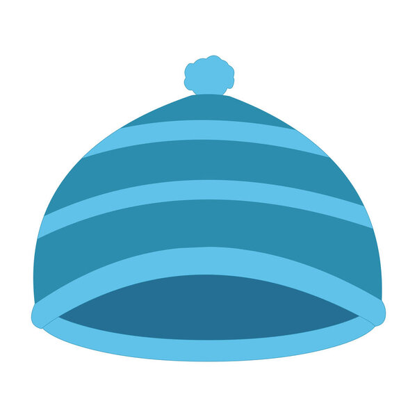 Blue Wollen Cap - Cartoon Vector Image