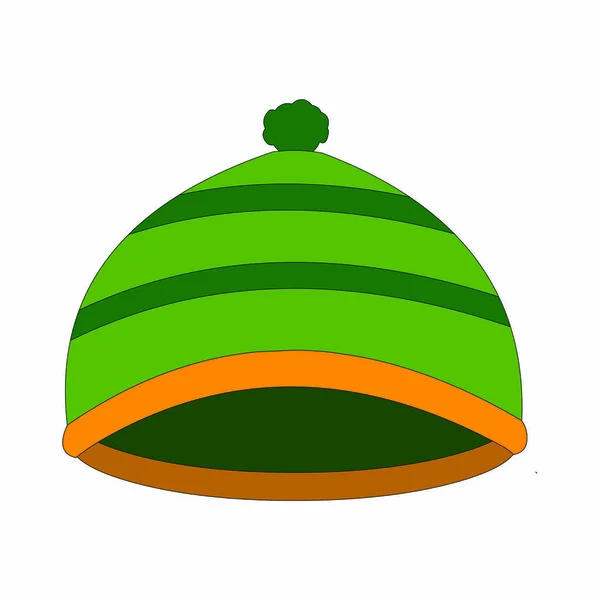 Green Striped Beanie Cap Cartoon Vector Image — стоковый вектор