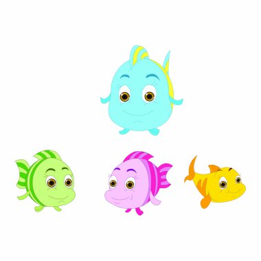 İfadeli Renkli Bebek Balığı - Çizgi film Vektör ResmiComment