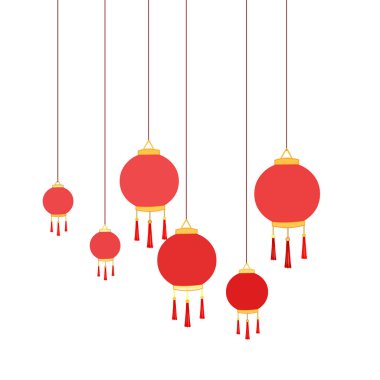 Parlayan Kırmızı Kağıt Fenerler - Çizgi Film Vektör ResmiComment