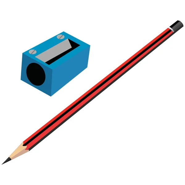 Sharpened Pencil Blue Sharpener Cartoon Vector Image — ストックベクタ