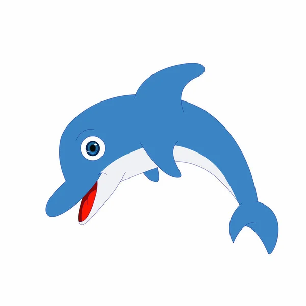 Baba Delfin Blue Cartoon Vector Kép — Stock Vector
