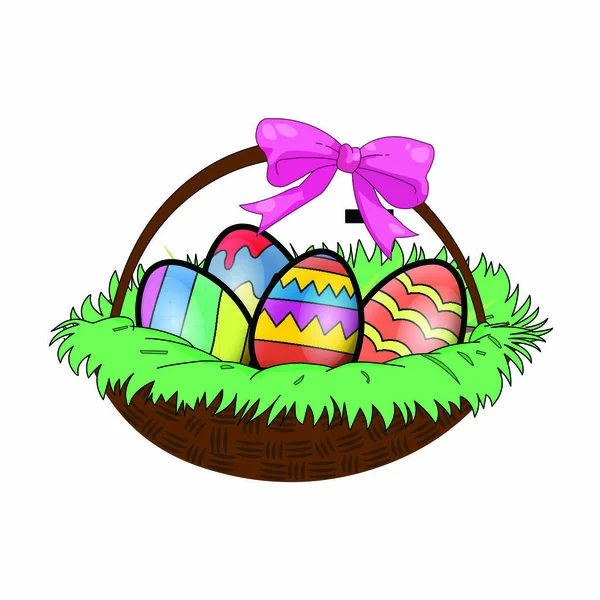Renkli Paskalya Yumurtaları Sepeti - Vektör ResmiComment