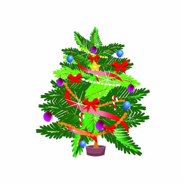 Arbre Noël Isolé Image Vectorielle Bande Dessinée — Image vectorielle