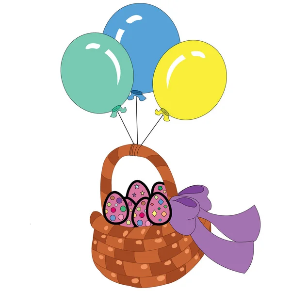 Πασχαλινά Αυγά Τρία Μπαλόνια Cartoon Vector Image — Διανυσματικό Αρχείο