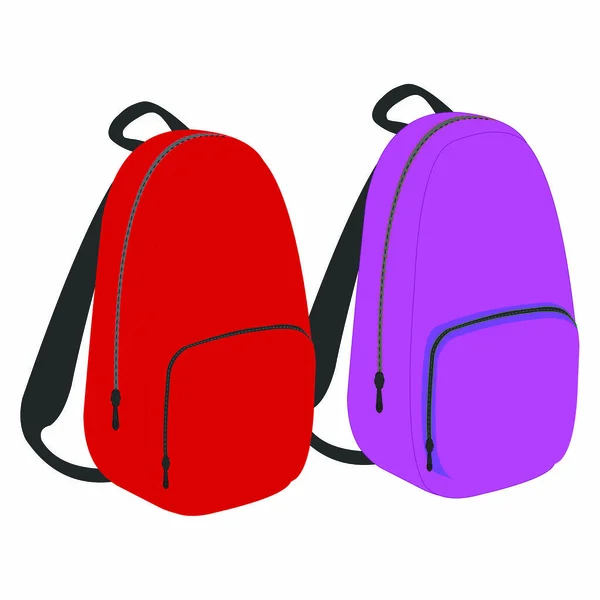 Bolsas Escolares Rojas Púrpuras Imagen Vectorial Dibujos Animados — Vector de stock