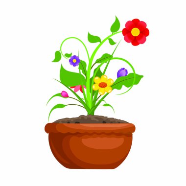 Bir Ot - Vektör Resminde Renkli Çiçekler