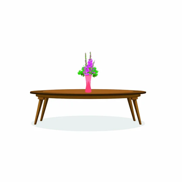 Tavolo Centrale Con Vaso Fiori Colorato Immagine Vettoriale — Vettoriale Stock