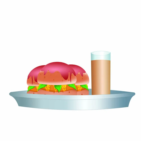 Burger Suco Desenhos Animados Imagem Vetorial — Vetor de Stock