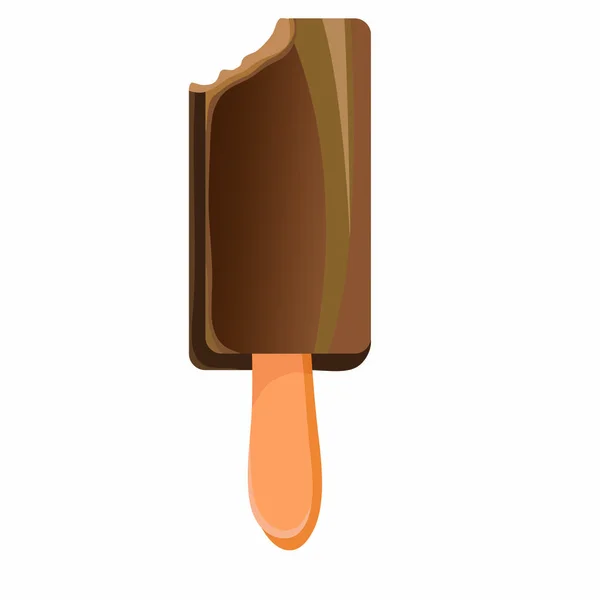 Укушенное Шоколадное Мороженое Векторное Изображение Мультфильма — стоковый вектор