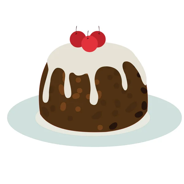 Bolo Chocolate Com Gelo Cartoon Vector Image — Vetor de Stock