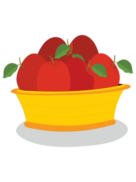 Apples Fruit Basket Cartoon Vector Image — стоковый вектор