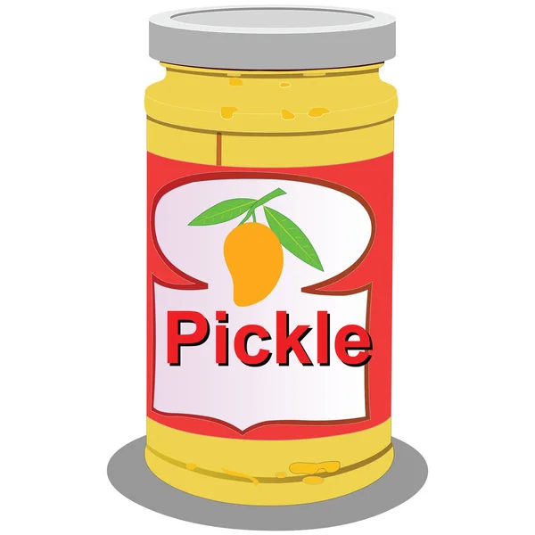 Mango Pickle Jar Sárga Rajzfilm Vektor Kép — Stock Vector