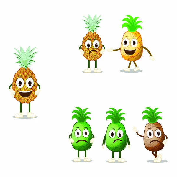 Ananas Karakter Met Uitdrukkingen Vector Image — Stockvector