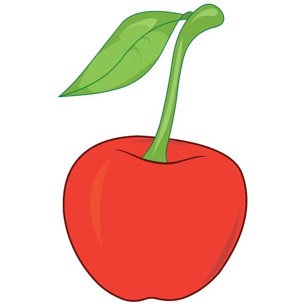 Cereja Vermelha Madura Desenhos Animados Imagem Vetorial —  Vetores de Stock