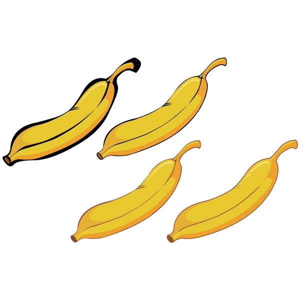 Quatro Bananas Amarelas Cartoon Vector Image — Vetor de Stock