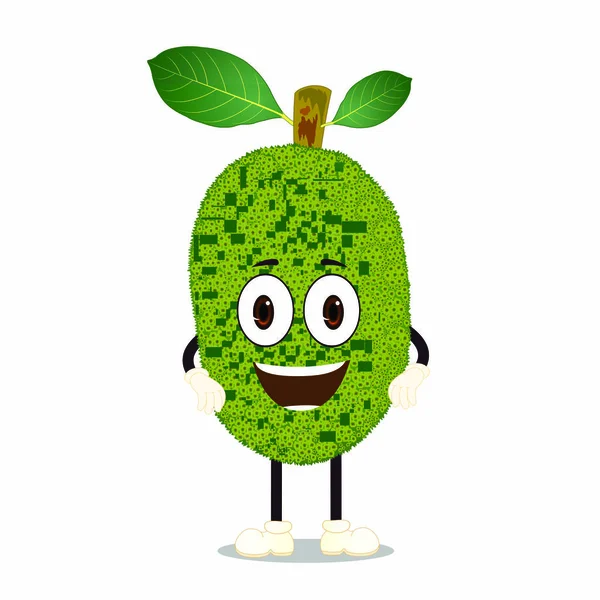 Jack Fruit Karakter Met Glimlach Expressie Vector Afbeelding — Stockvector