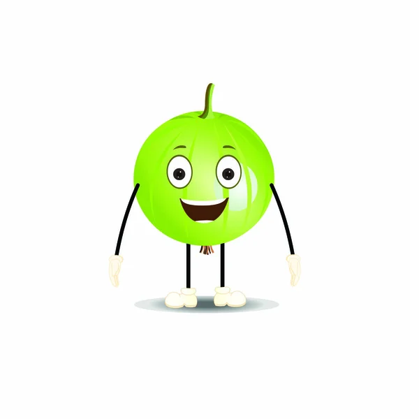 Gooseberry Fruit Karakter Met Uitdrukkingen Cartoon Vector Afbeelding — Stockvector