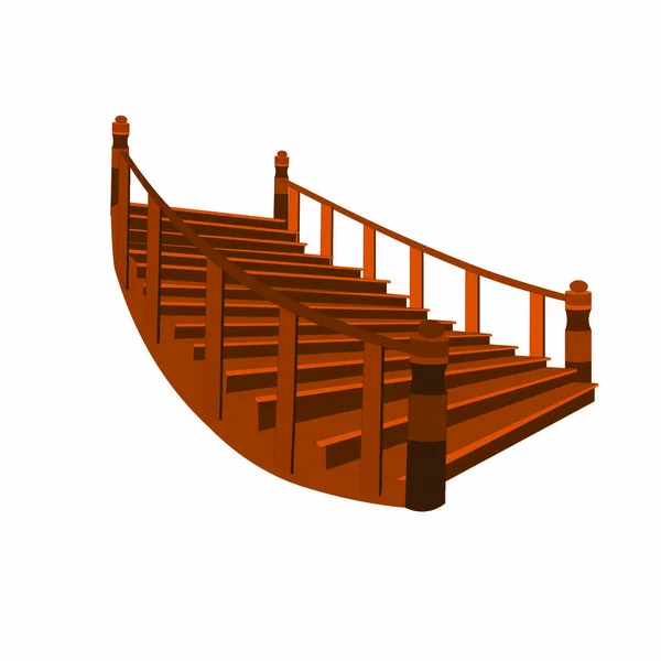 Houten Trappen Cartoon Vector Afbeelding — Stockvector