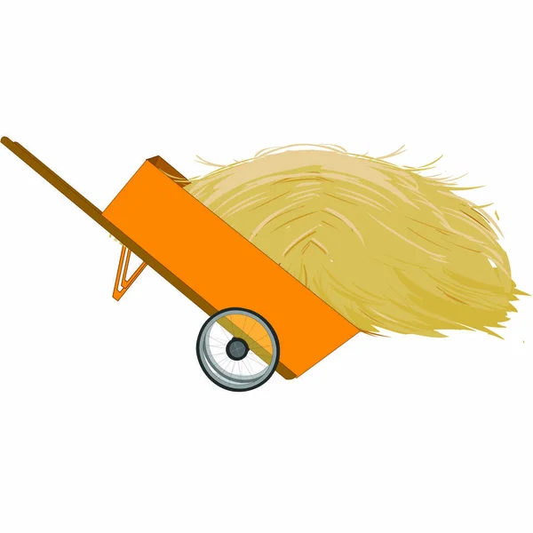 Orange Cart Hay Cartoon Vector Image — стоковый вектор