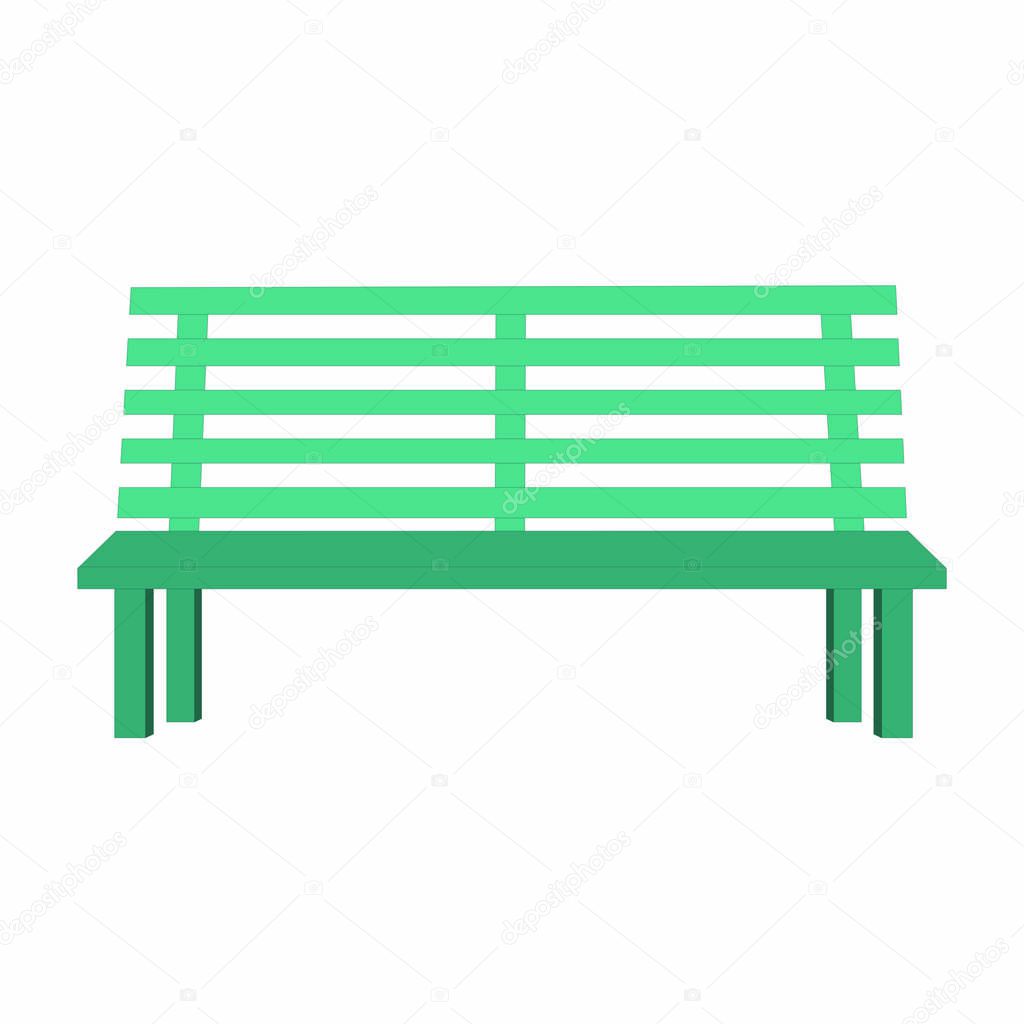 Cyan Park Bench - Cartoon Vector Image