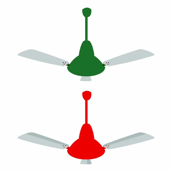 Ventiladores Techo Rojos Verdes Imagen Vectorial Dibujos Animados — Vector de stock