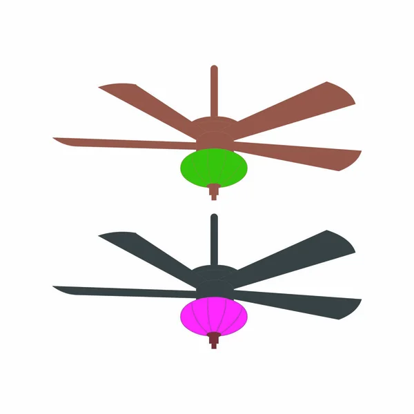 Vier Gevleugelde Plafond Ventilatoren Cartoon Vector Afbeelding — Stockvector