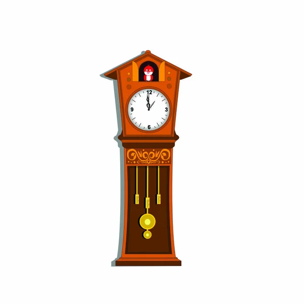Relógio Avô Com Pássaro Cuco Imagem Vetorial —  Vetores de Stock