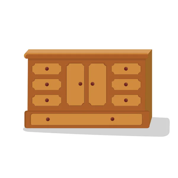 Houten Kast Cartoon Vector Afbeelding — Stockvector