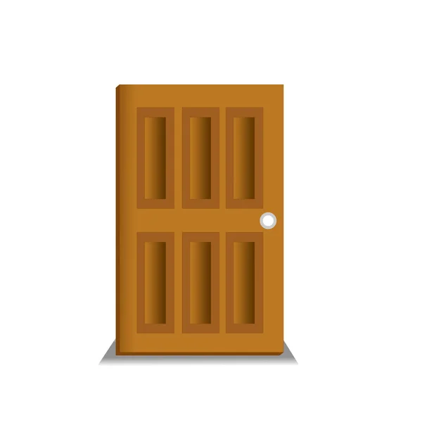 Puerta Cerrada Madera Marrón Imagen Vectorial — Vector de stock