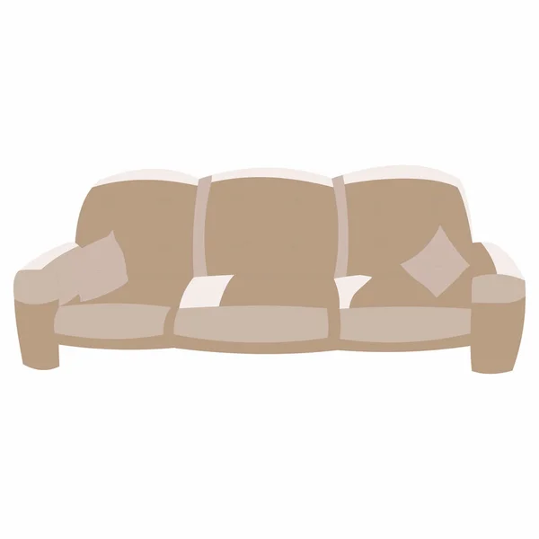 Brown Sofa Backrest Cartoon Vector Image — стоковий вектор