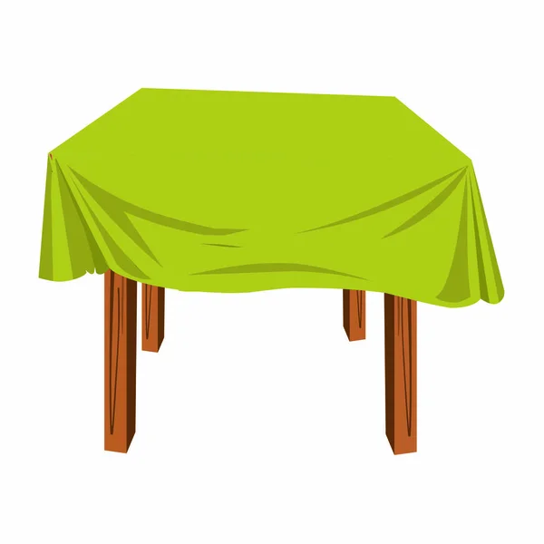緑の布のテーブル 漫画のベクトル画像 — ストックベクタ