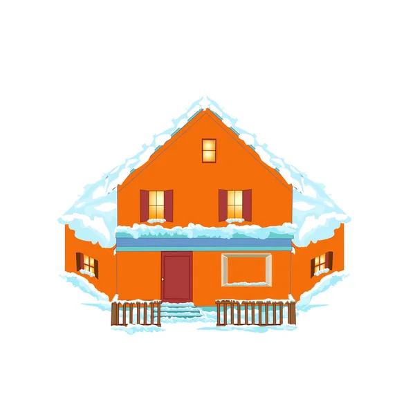 Haus Winter Cartoon Vektorbild — Stockvektor