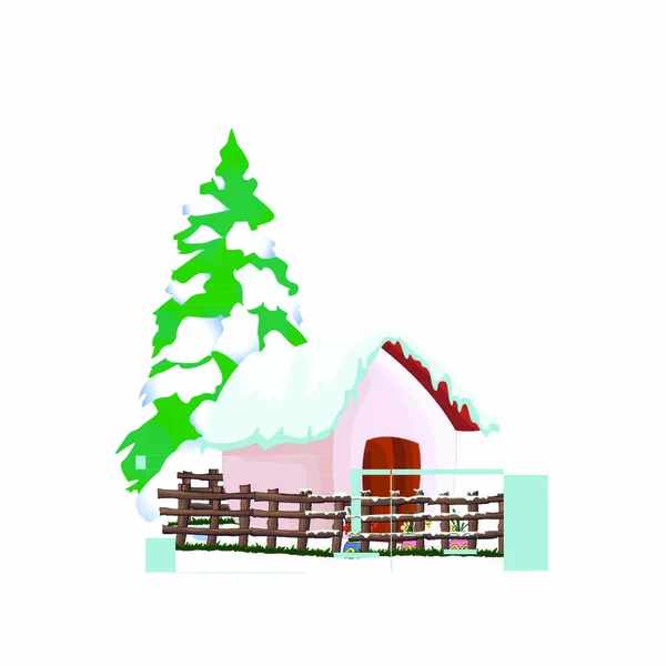 Casa Nieve Imagen Vectorial Dibujos Animados — Vector de stock