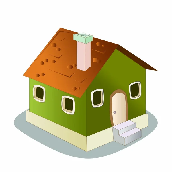 Small House Chimney Two Steps Cartoon Vector Image — Stock Vector