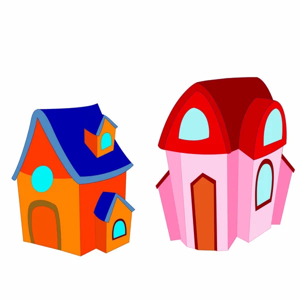 Zwei Spielzeughäuser Cartoon Vektorbild — Stockvektor