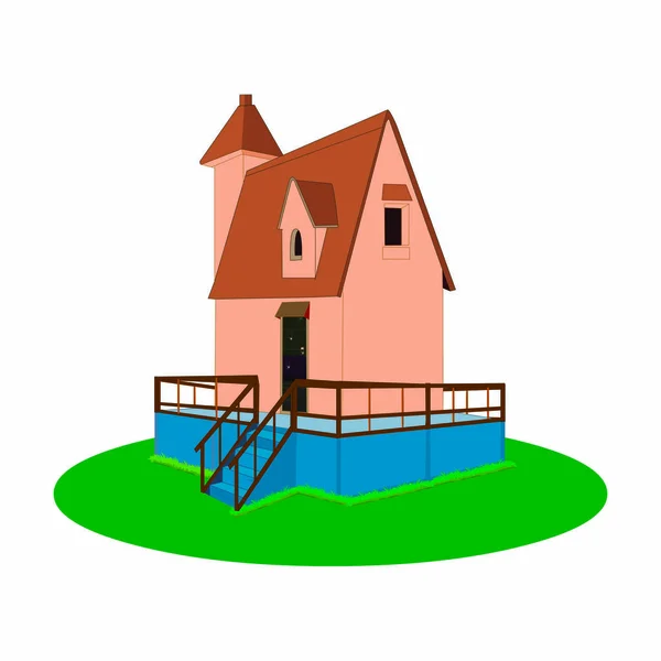 House Fence Frontyard Cartoon Vector Image - Stok Vektor