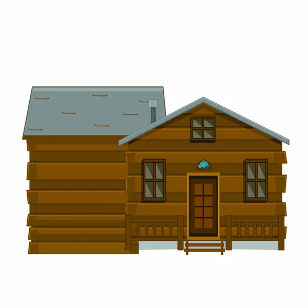Brown House Front View Cartoon Vector Image - Stok Vektor