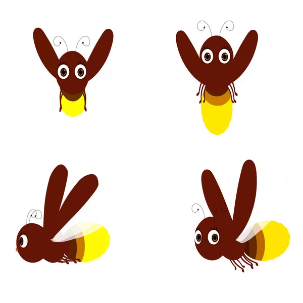 Dört Parlayan Ateşböceği - Çizgi film Vektör ResmiComment