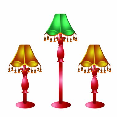 Püsküllü sarı ve yeşil yatak lambaları - Çizgi film Vektör ResmiComment