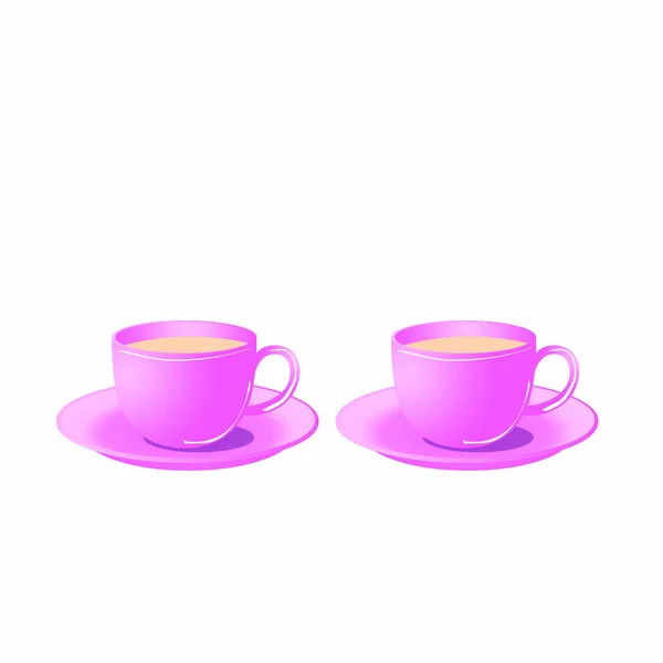 Cups Saucers Cartoon Vector Image — Stock Vector