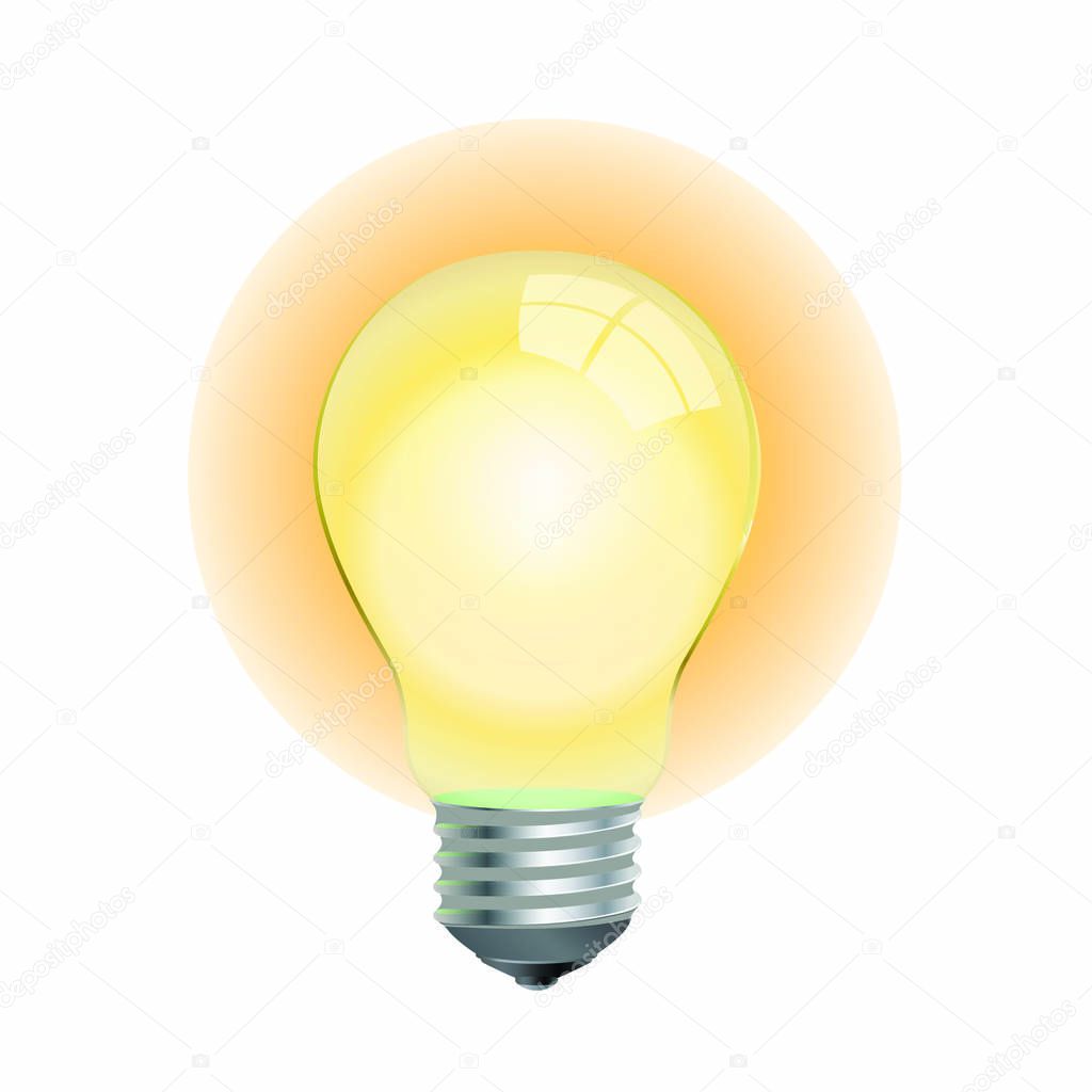 Glowing Light Bulb - Cartoon Vector Image