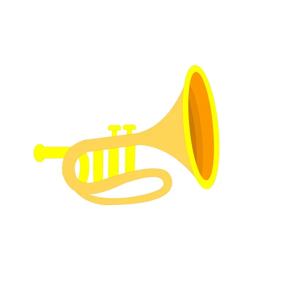 Golden Bugle Musical Instrument Tecknad Vektor Bild — Stock vektor