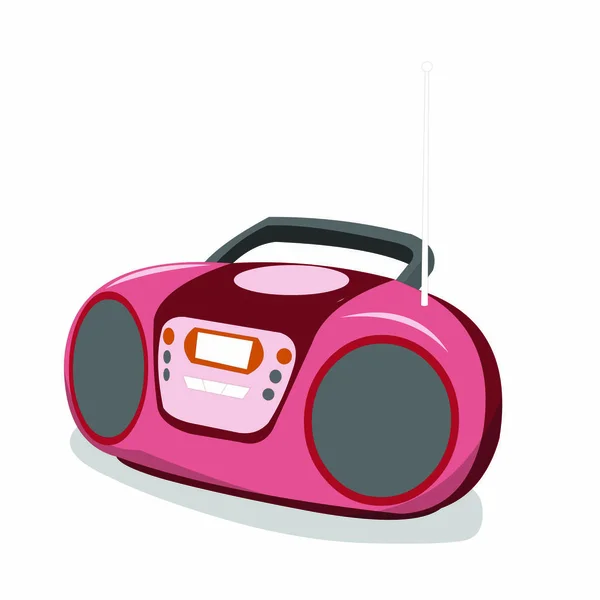 Boombox Rojo Con Mango Gris Imagen Vector Dibujos Animados — Vector de stock