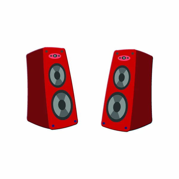 Dos Altavoces Rojo Imagen Vectorial Dibujos Animados — Vector de stock