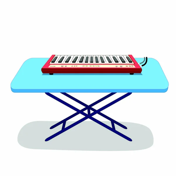 Elektronisch Muziek Toetsenbord Met Tafel Cartoon Vector Image — Stockvector
